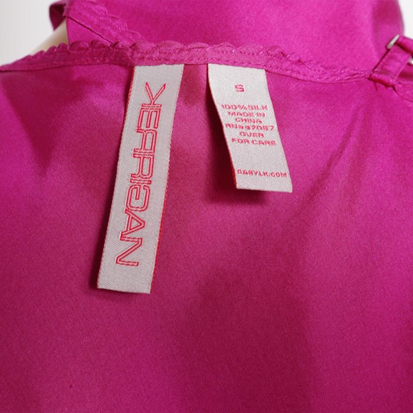 KERRIGAN Pink Fuchsia and Navy Blue Silk Slip Dress - Picture 4 of 4